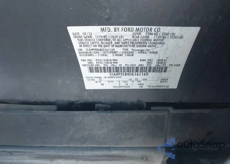 2013 Ford Taurus Sel z USA, uszkodzony, nr VIN 1FAHP2E84DG161169